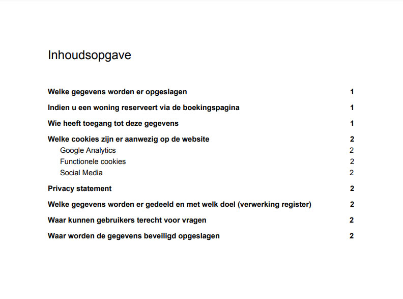 AVG website Oesterbaai zeeland